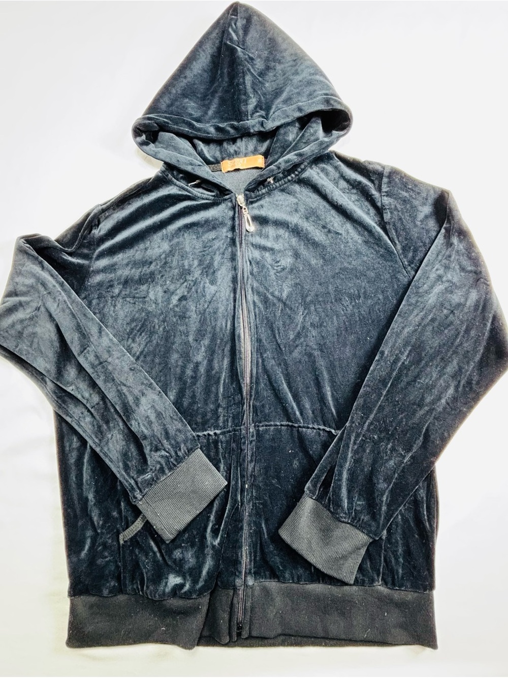 Women's Black Velour Zip Hoodie W646